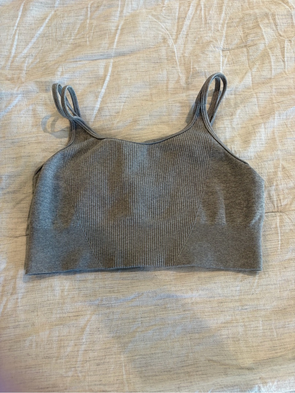 Source Unknown Grey Ribbed Cropped Camisole